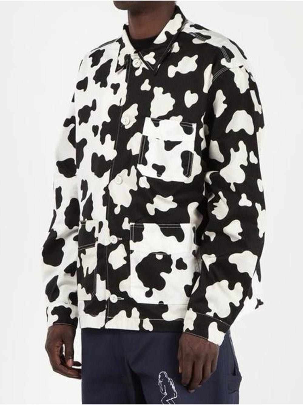 brain dead cow club chore shirt jacket cow print medium button up 100% cotton